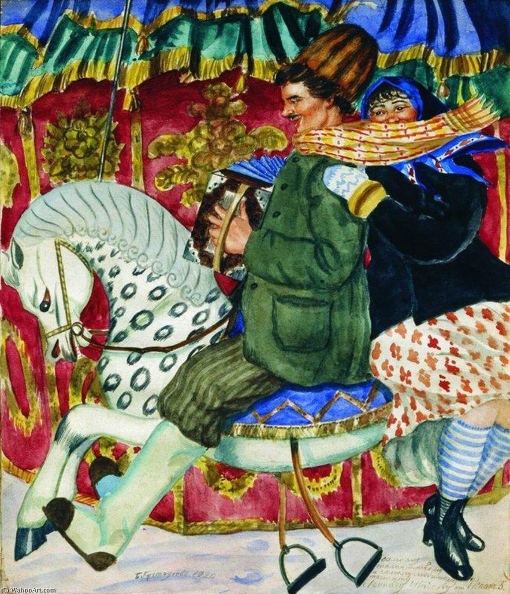 WikiOO.org - Encyclopedia of Fine Arts - Maalaus, taideteos Boris Mikhaylovich Kustodiev - Merry Go Round