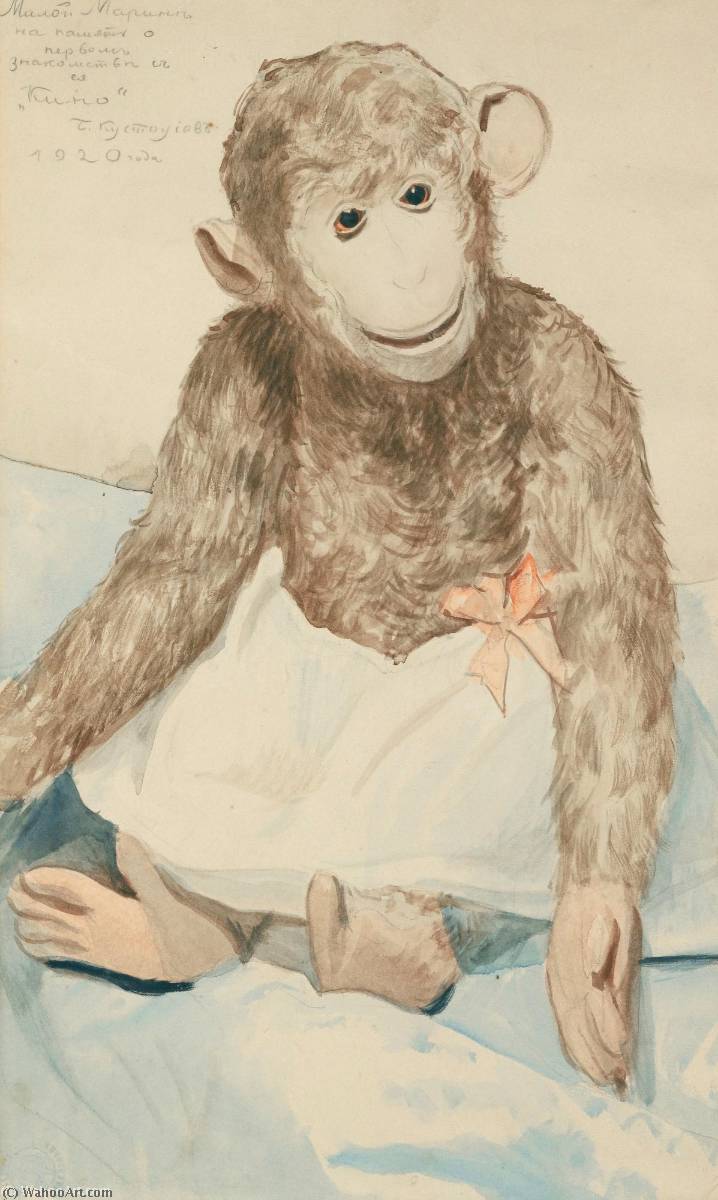 Wikioo.org - The Encyclopedia of Fine Arts - Painting, Artwork by Boris Mikhaylovich Kustodiev - The Toy Monkey