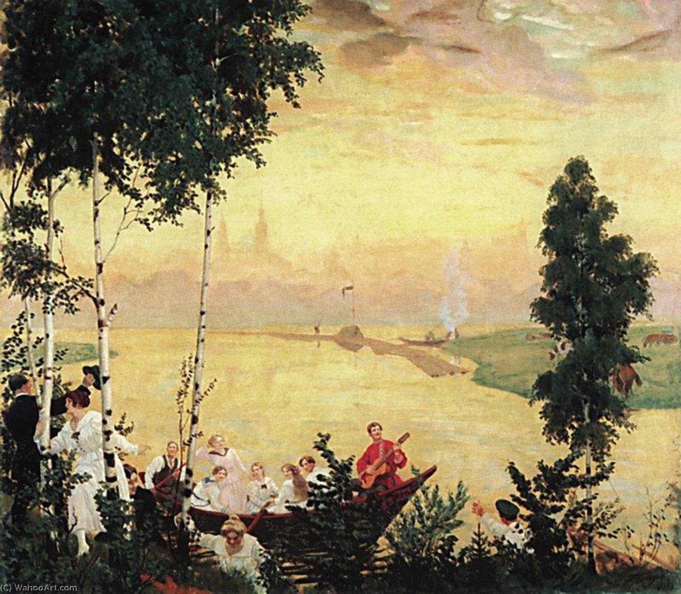 Wikioo.org - The Encyclopedia of Fine Arts - Painting, Artwork by Boris Mikhaylovich Kustodiev - Evening Journey