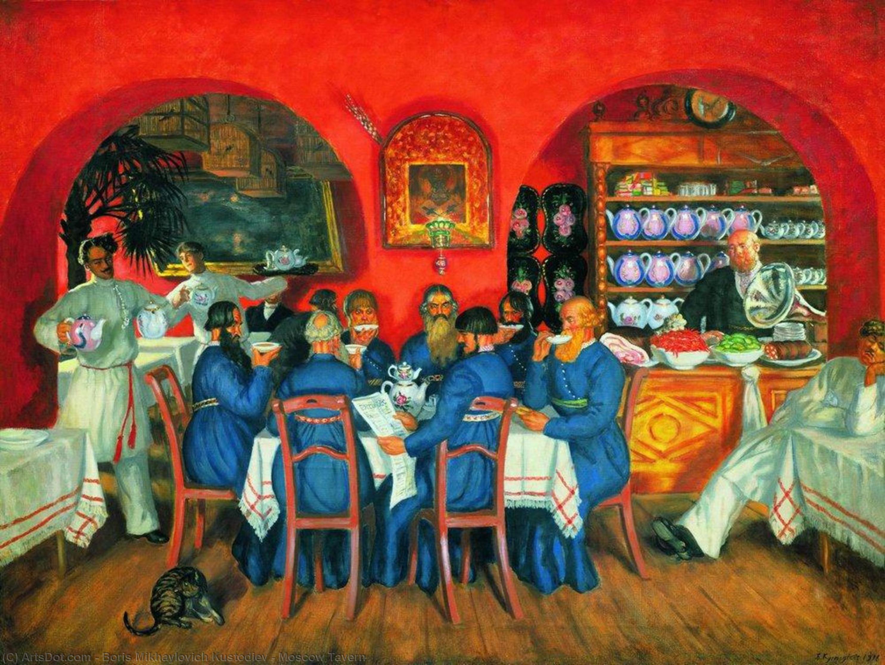 Wikioo.org - The Encyclopedia of Fine Arts - Painting, Artwork by Boris Mikhaylovich Kustodiev - Moscow Tavern