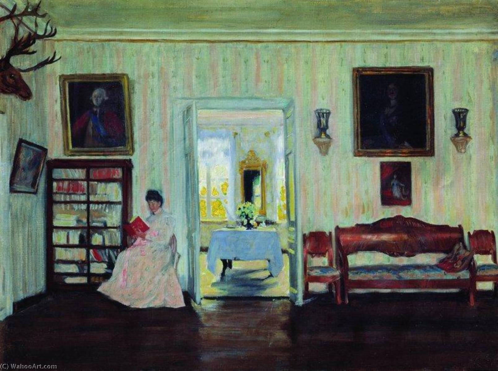 Wikioo.org - The Encyclopedia of Fine Arts - Painting, Artwork by Boris Mikhaylovich Kustodiev - Interior of a House in Uspenskoye