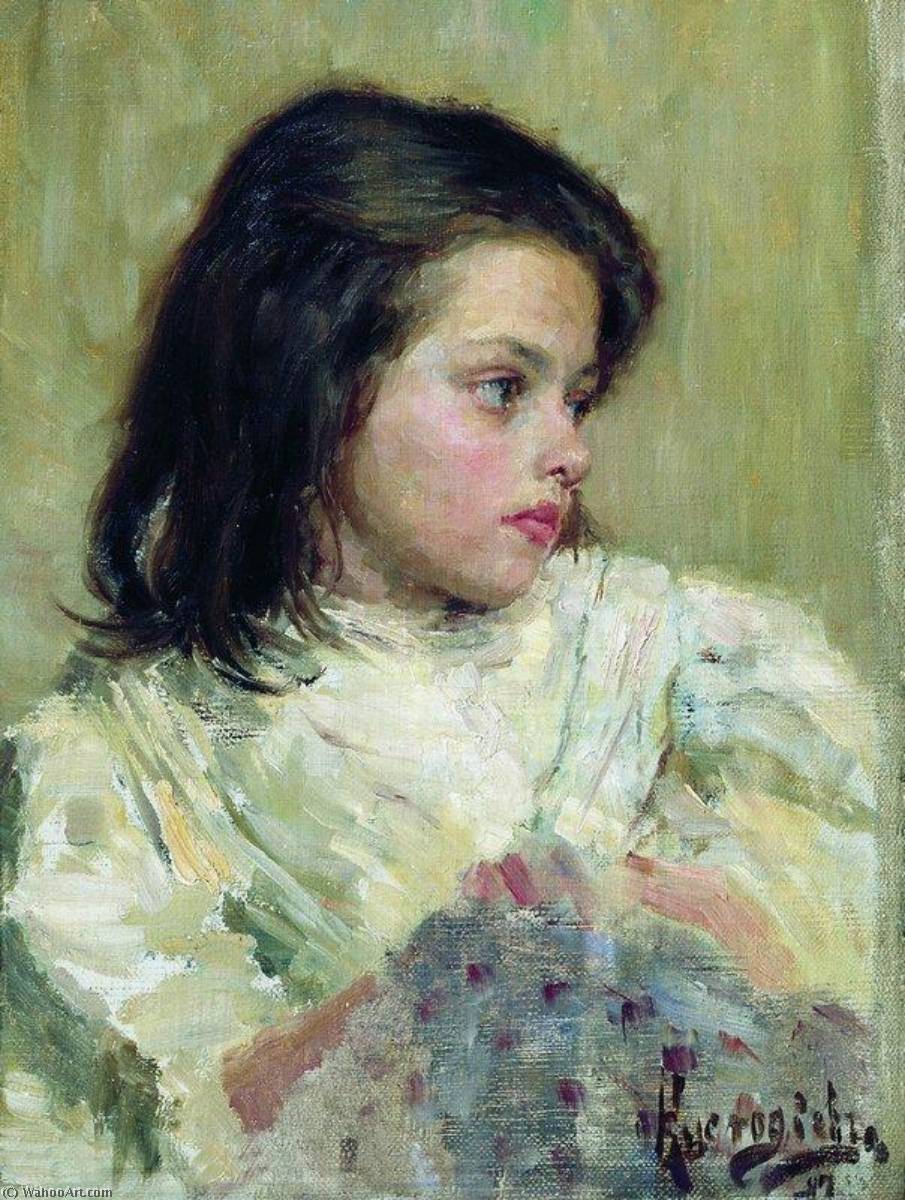 Wikioo.org - The Encyclopedia of Fine Arts - Painting, Artwork by Boris Mikhaylovich Kustodiev - Head of a Girl