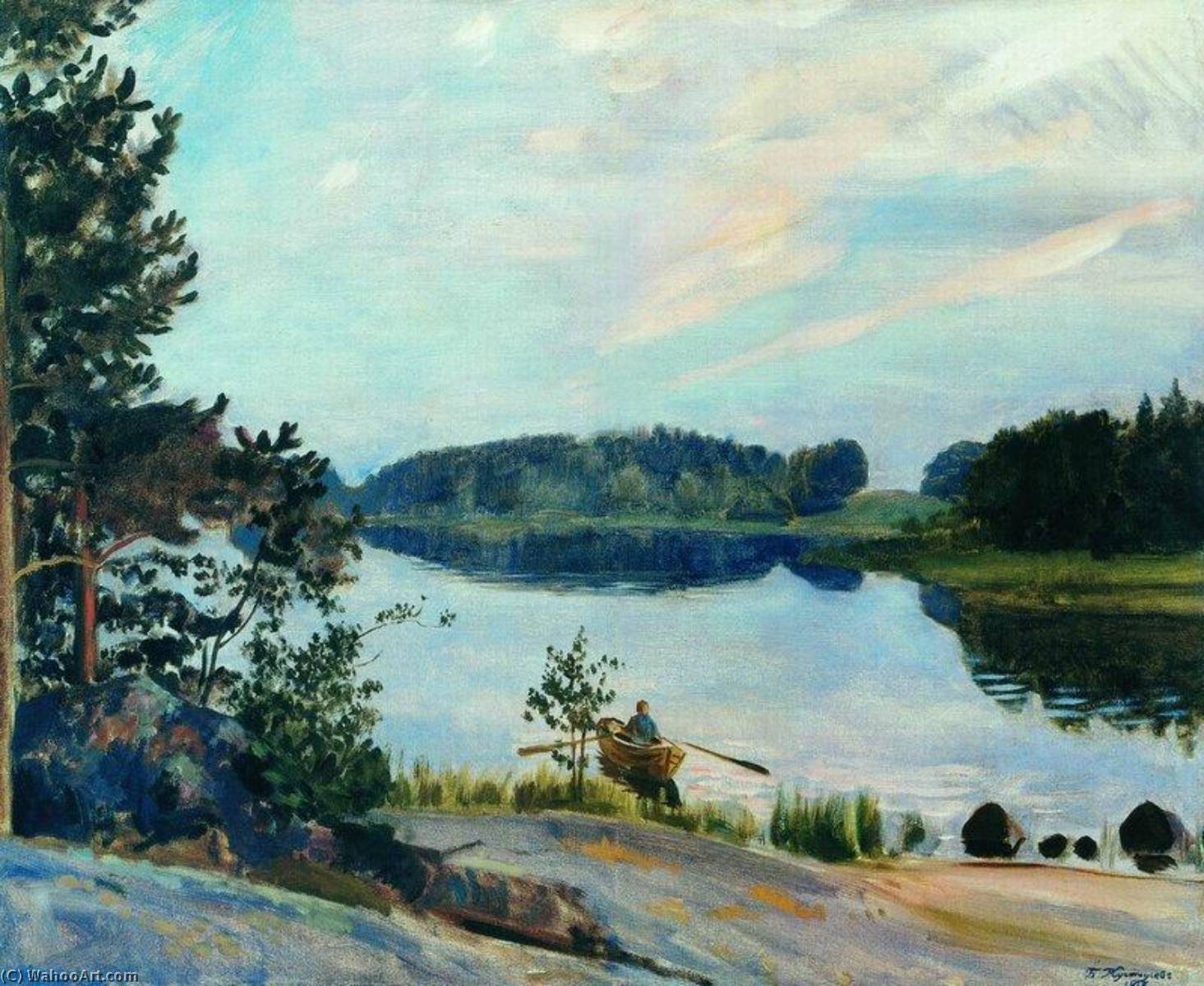 Wikioo.org - The Encyclopedia of Fine Arts - Painting, Artwork by Boris Mikhaylovich Kustodiev - Forest Lake in Konkola