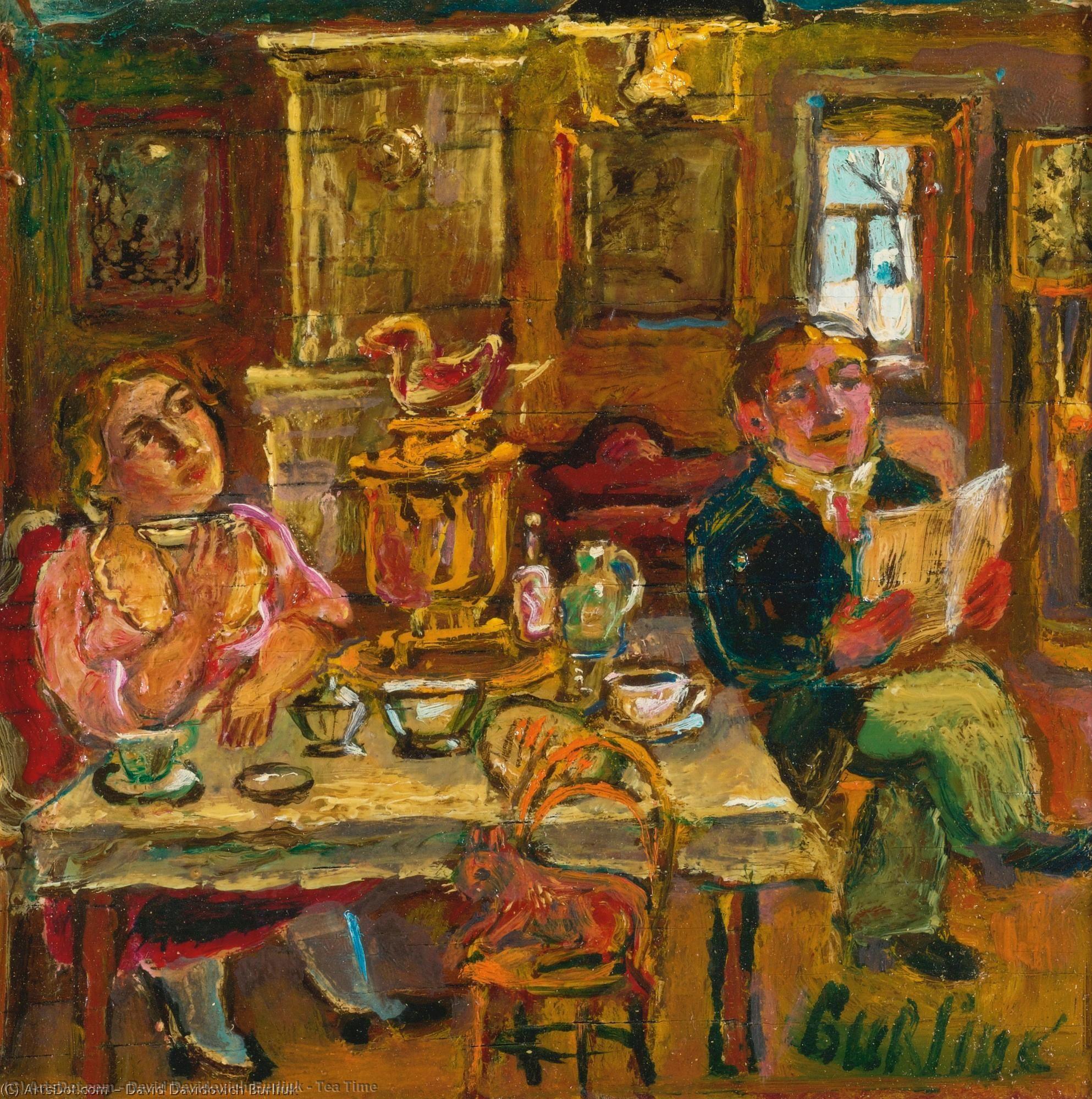 WikiOO.org - Encyclopedia of Fine Arts - Schilderen, Artwork David Davidovich Burliuk - Tea Time