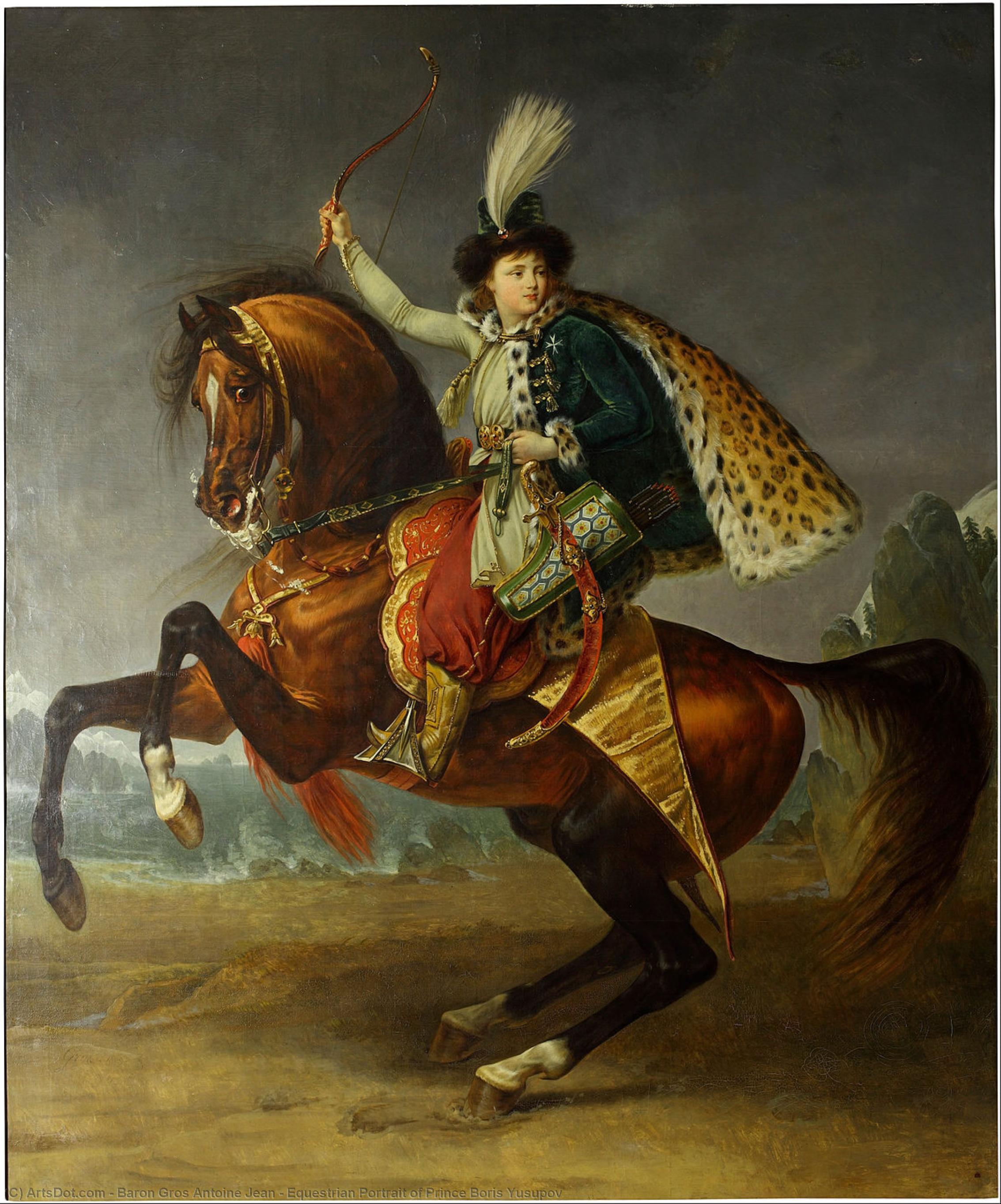 Wikioo.org - The Encyclopedia of Fine Arts - Painting, Artwork by Baron Gros Antoine Jean - Equestrian Portrait of Prince Boris Yusupov