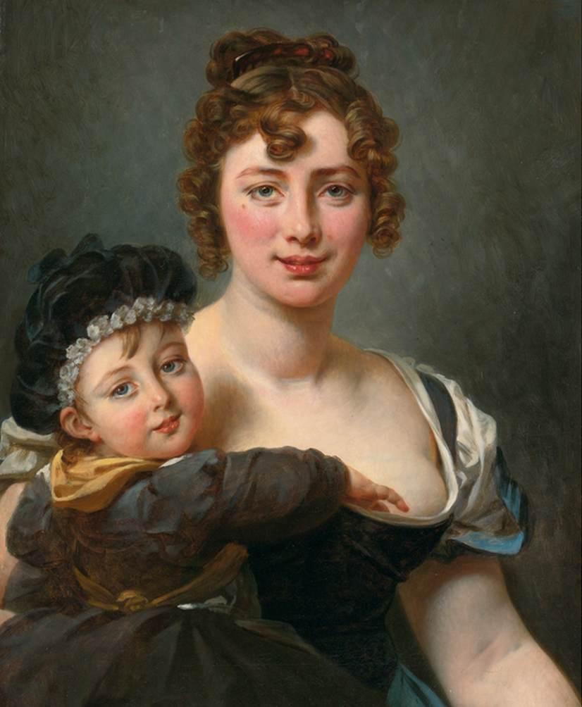 WikiOO.org - אנציקלופדיה לאמנויות יפות - ציור, יצירות אמנות Baron Gros Antoine Jean - Portrait of Françoise Simonnier and her Daughter