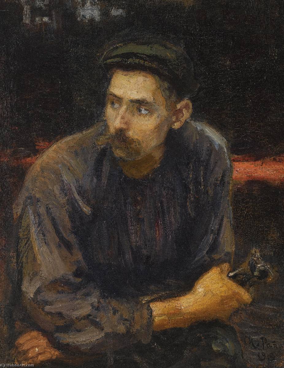 WikiOO.org - Enciklopedija dailės - Tapyba, meno kuriniai Ilya Yefimovich Repin - Portrait of a worker