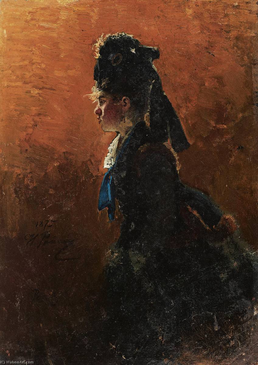 WikiOO.org - Encyclopedia of Fine Arts - Maleri, Artwork Ilya Yefimovich Repin - Study for A Parisian Cafe