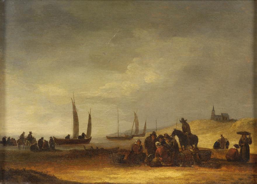 Wikioo.org - The Encyclopedia of Fine Arts - Painting, Artwork by Egbert Lievensz Van Der Poel - Fishermen on the Beach of Scheveningen