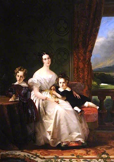 Wikioo.org - The Encyclopedia of Fine Arts - Painting, Artwork by Claude Marie Paul Dubufe - Mary Barbara, Lady Chichester, with Her Two Elder Sons