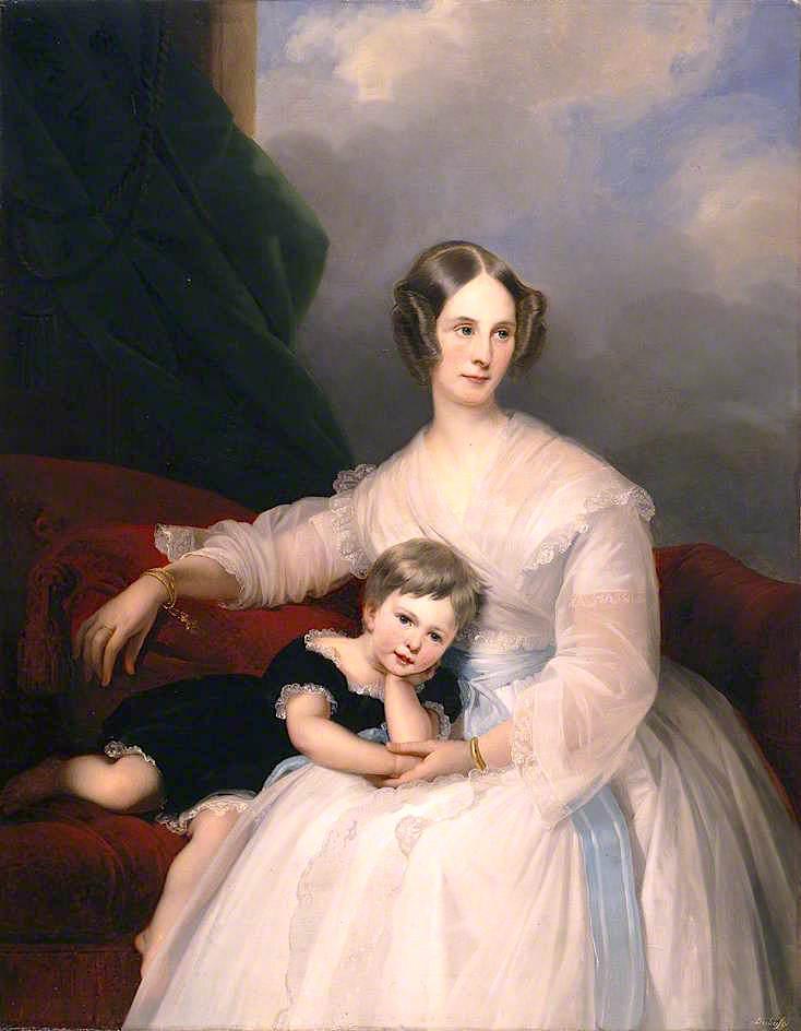 Wikioo.org - The Encyclopedia of Fine Arts - Painting, Artwork by Claude Marie Paul Dubufe - Mrs Hervey Francis de Montmorency and Her Daughter Frances
