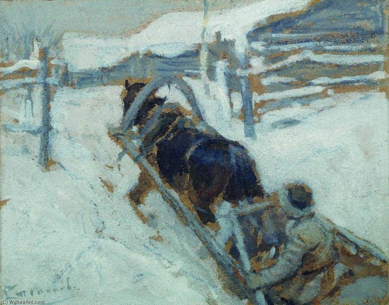 Wikioo.org - The Encyclopedia of Fine Arts - Painting, Artwork by Alexei Stepanov - The Horse Sleigh