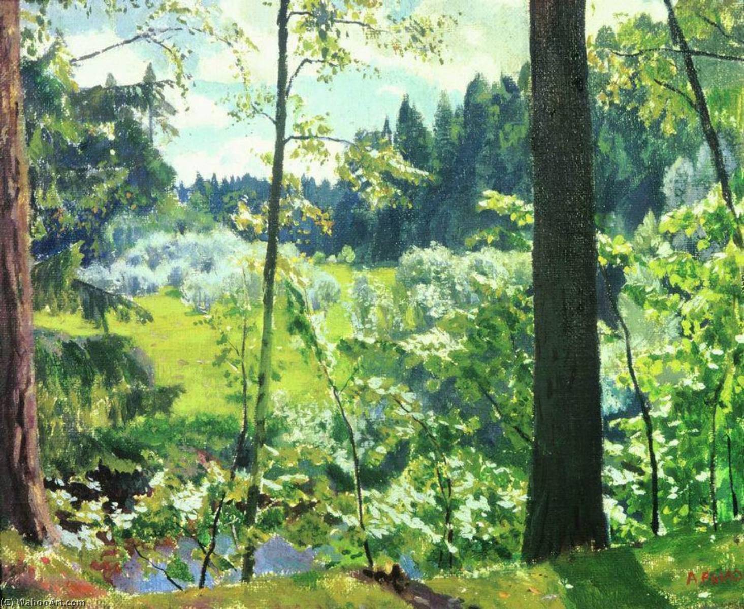 WikiOO.org - Encyclopedia of Fine Arts - Schilderen, Artwork Arkady Rylov - The Green Lace