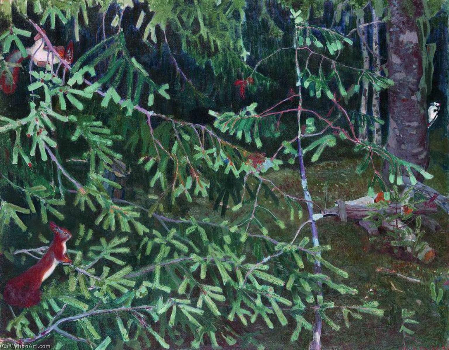 Wikioo.org – La Enciclopedia de las Bellas Artes - Pintura, Obras de arte de Arkady Rylov - Habitantes de los bosques