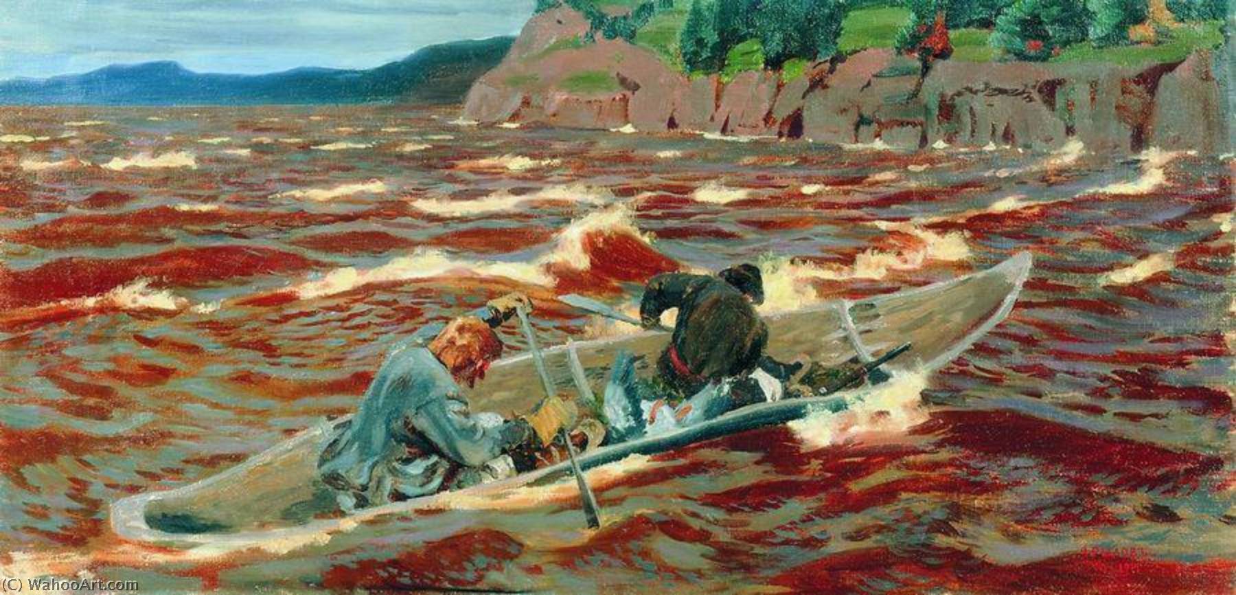 WikiOO.org - Encyclopedia of Fine Arts - Schilderen, Artwork Arkady Rylov - In the Boat