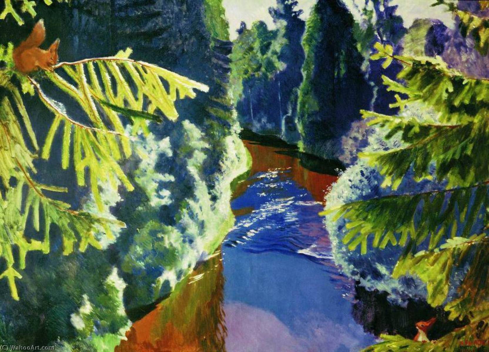 Wikioo.org - The Encyclopedia of Fine Arts - Painting, Artwork by Arkady Rylov - The Forest Stream