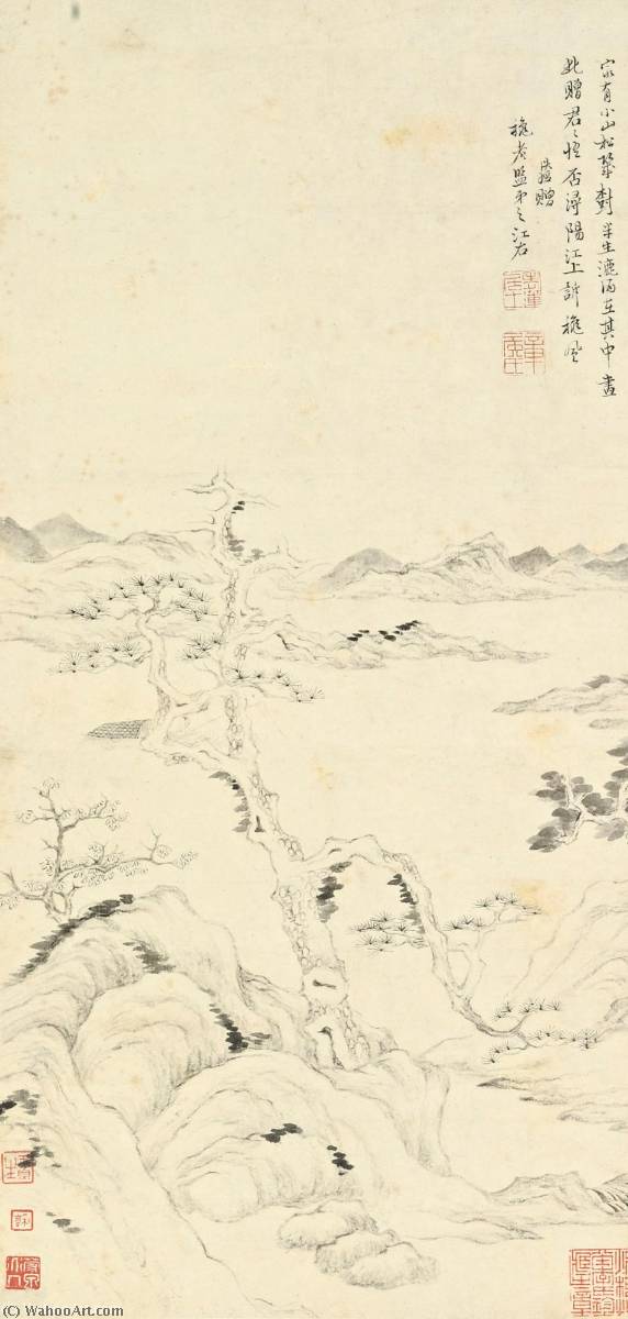 WikiOO.org - Encyclopedia of Fine Arts - Lukisan, Artwork Chen Hongshou - FISHING IN AUTUMN