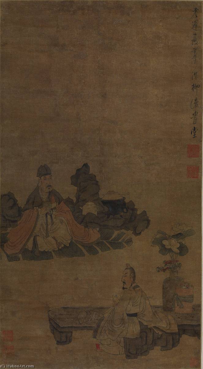 WikiOO.org - Encyclopedia of Fine Arts - Maľba, Artwork Chen Hongshou - Tasting tea