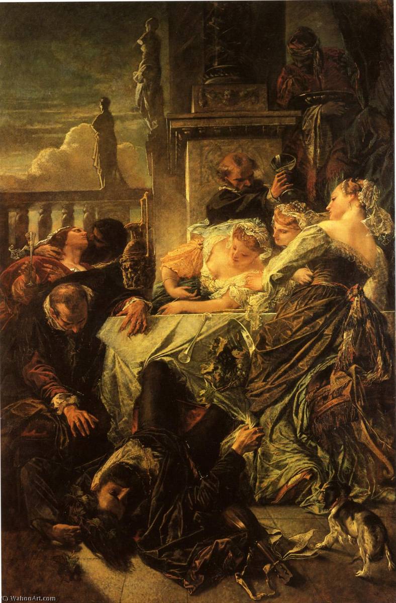 Wikioo.org – L'Encyclopédie des Beaux Arts - Peinture, Oeuvre de Anselm Feuerbach - der tod des dichters pietro Aretino