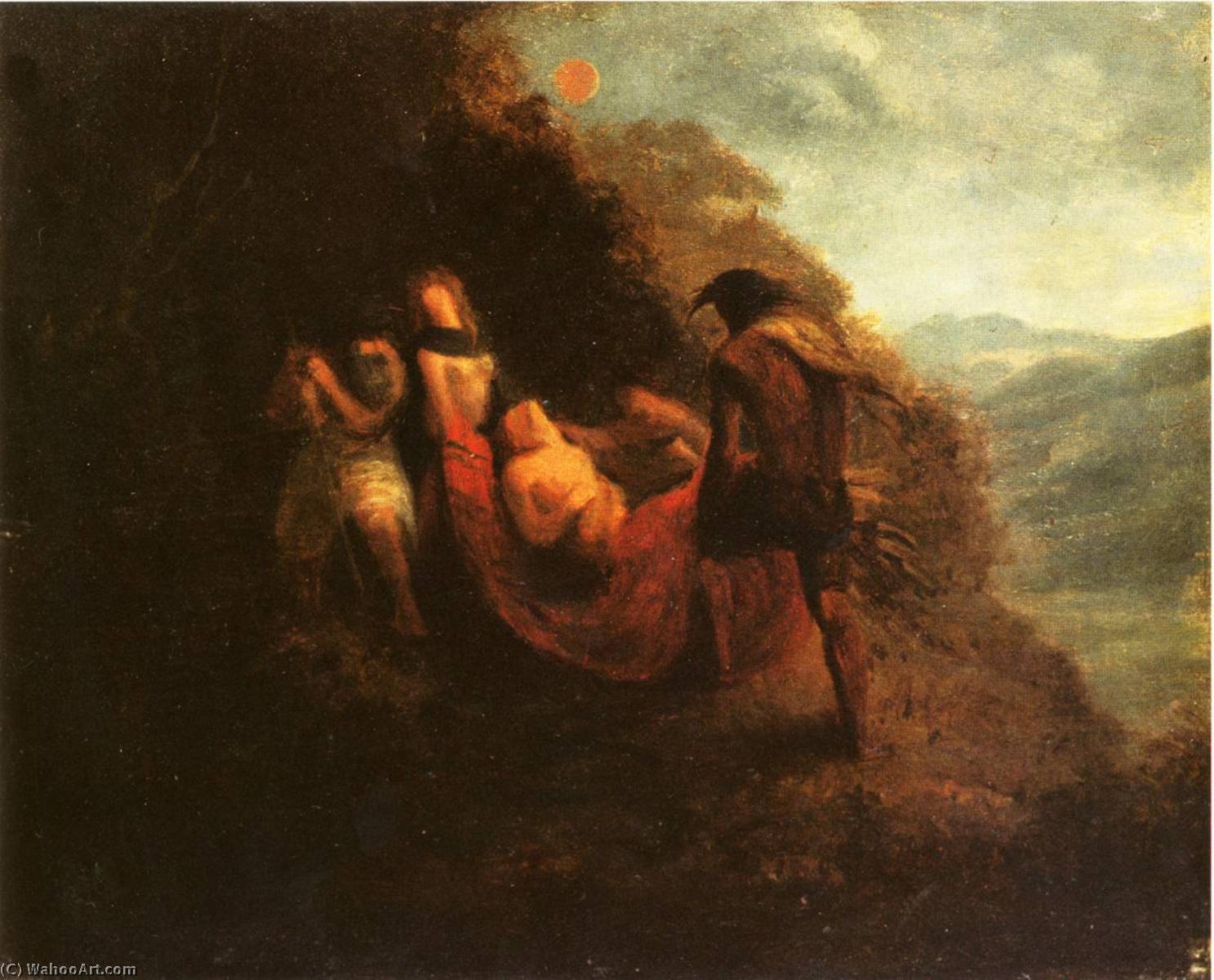 Wikioo.org - The Encyclopedia of Fine Arts - Painting, Artwork by Anselm Feuerbach - Mythologische Szene (Siegfrieds Tod )