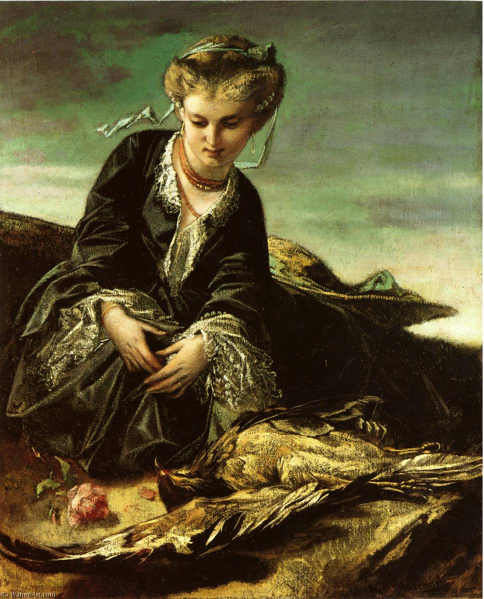 WikiOO.org - Enciclopédia das Belas Artes - Pintura, Arte por Anselm Feuerbach - Das Mädchen mit dem Vogel