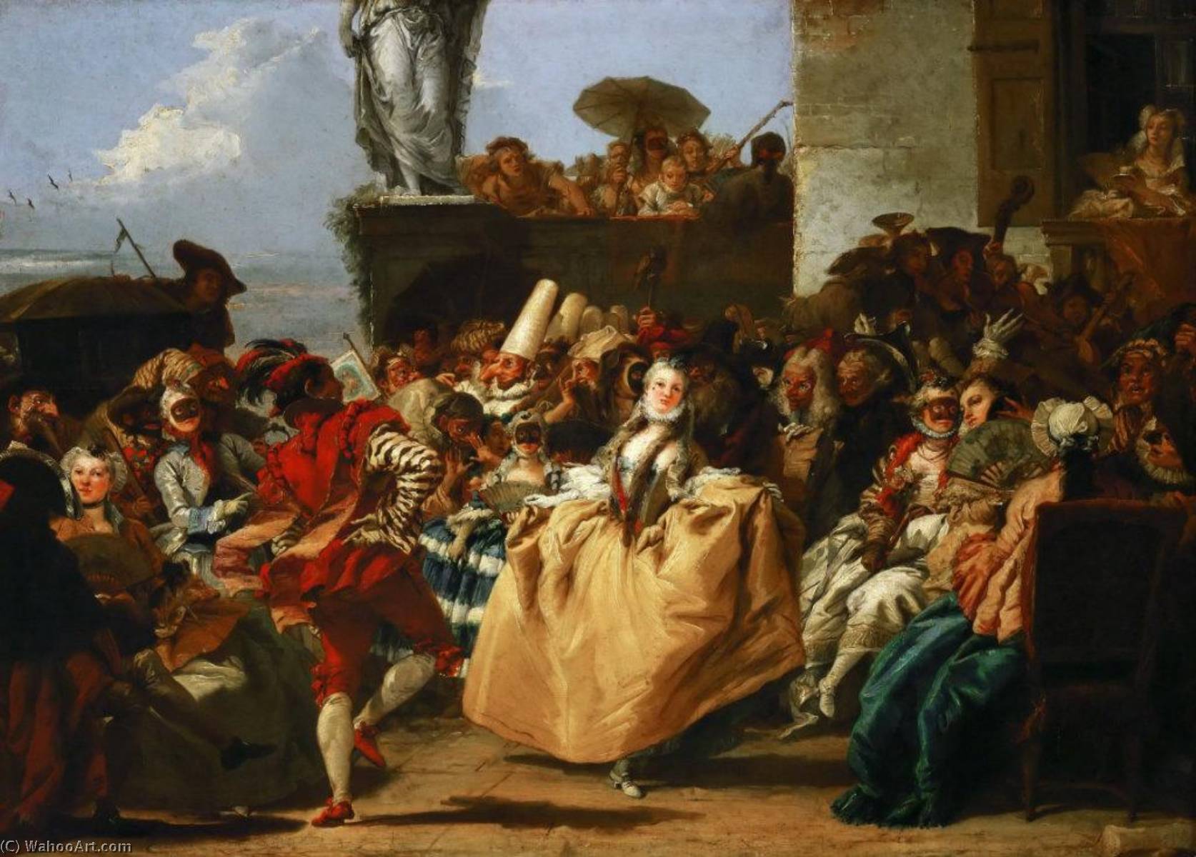 Wikioo.org - The Encyclopedia of Fine Arts - Painting, Artwork by Giandomenico Tiepolo - The Minuet (also known as Carnival Scene)