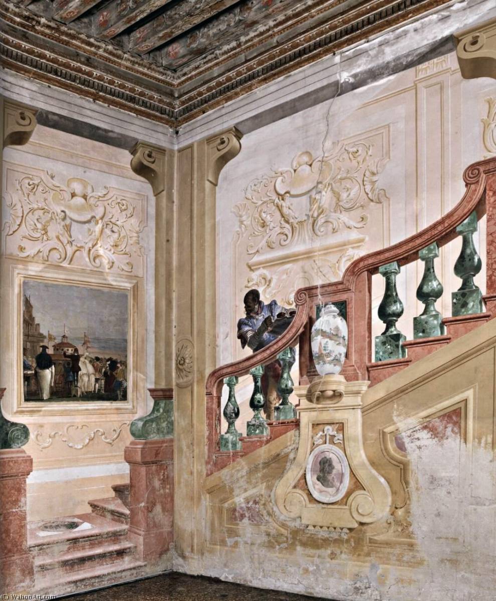 WikiOO.org - Encyclopedia of Fine Arts - Maleri, Artwork Giandomenico Tiepolo - Painted staircase