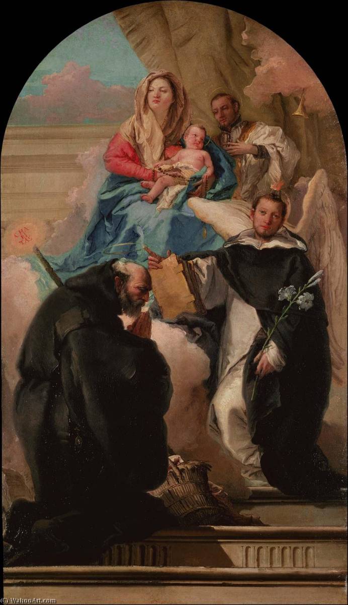 Wikioo.org - The Encyclopedia of Fine Arts - Painting, Artwork by Giandomenico Tiepolo - 日本語 聖母子と三聖人 English Madonna and Child with Three Saints