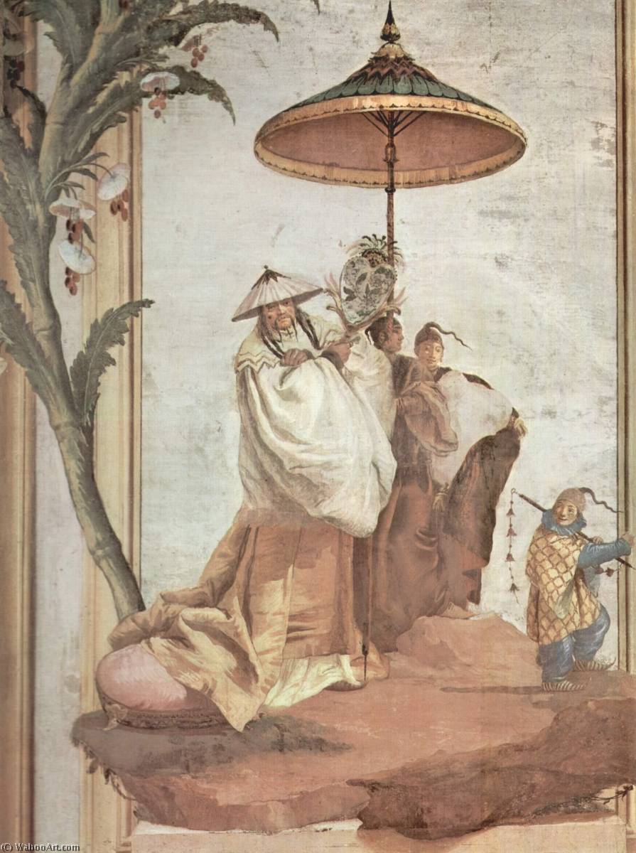 WikiOO.org - Enciclopedia of Fine Arts - Pictura, lucrări de artă Giandomenico Tiepolo - Szene Landschaft mit Mandarinenbaum