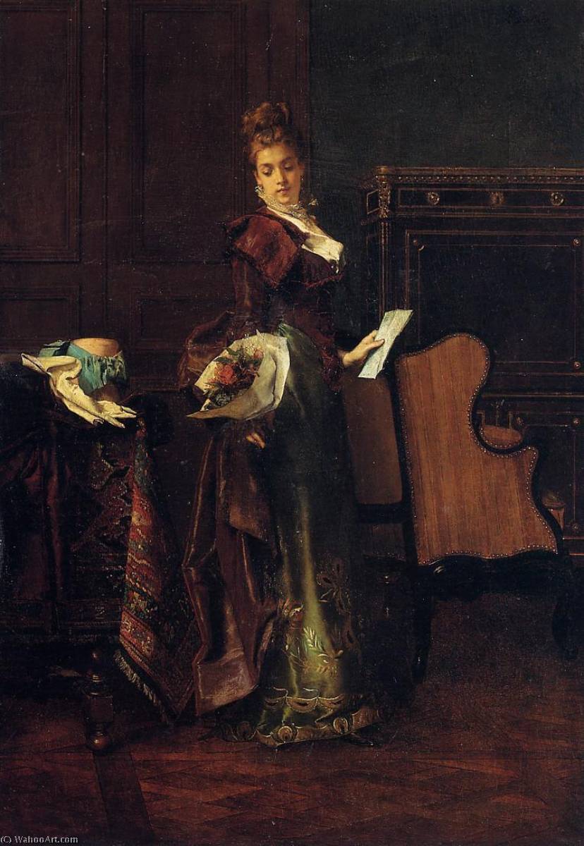 Wikioo.org – La Enciclopedia de las Bellas Artes - Pintura, Obras de arte de Alfred Émile Léopold Stevens - el amor carta