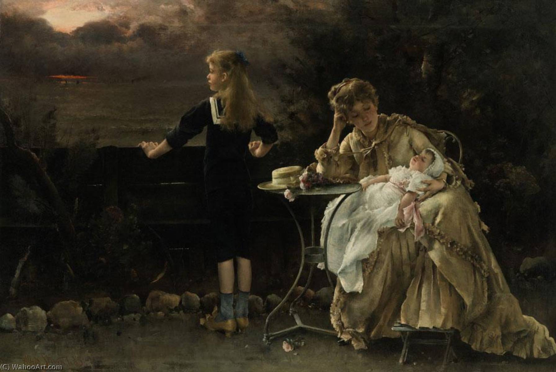 Wikioo.org - The Encyclopedia of Fine Arts - Painting, Artwork by Alfred Émile Léopold Stevens - Mother and Children
