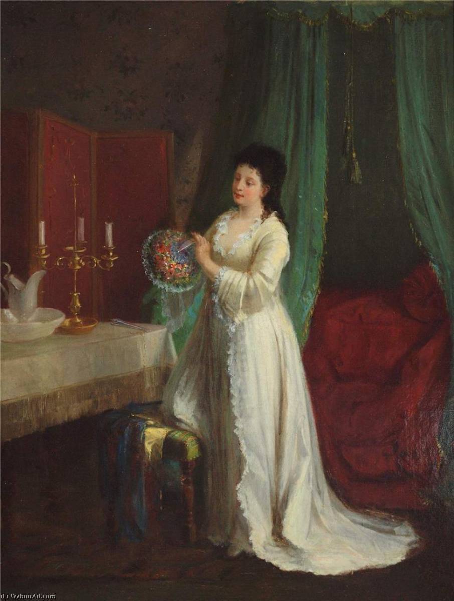 Wikioo.org - The Encyclopedia of Fine Arts - Painting, Artwork by Alfred Émile Léopold Stevens - Elegant Lady in Parisian Interior