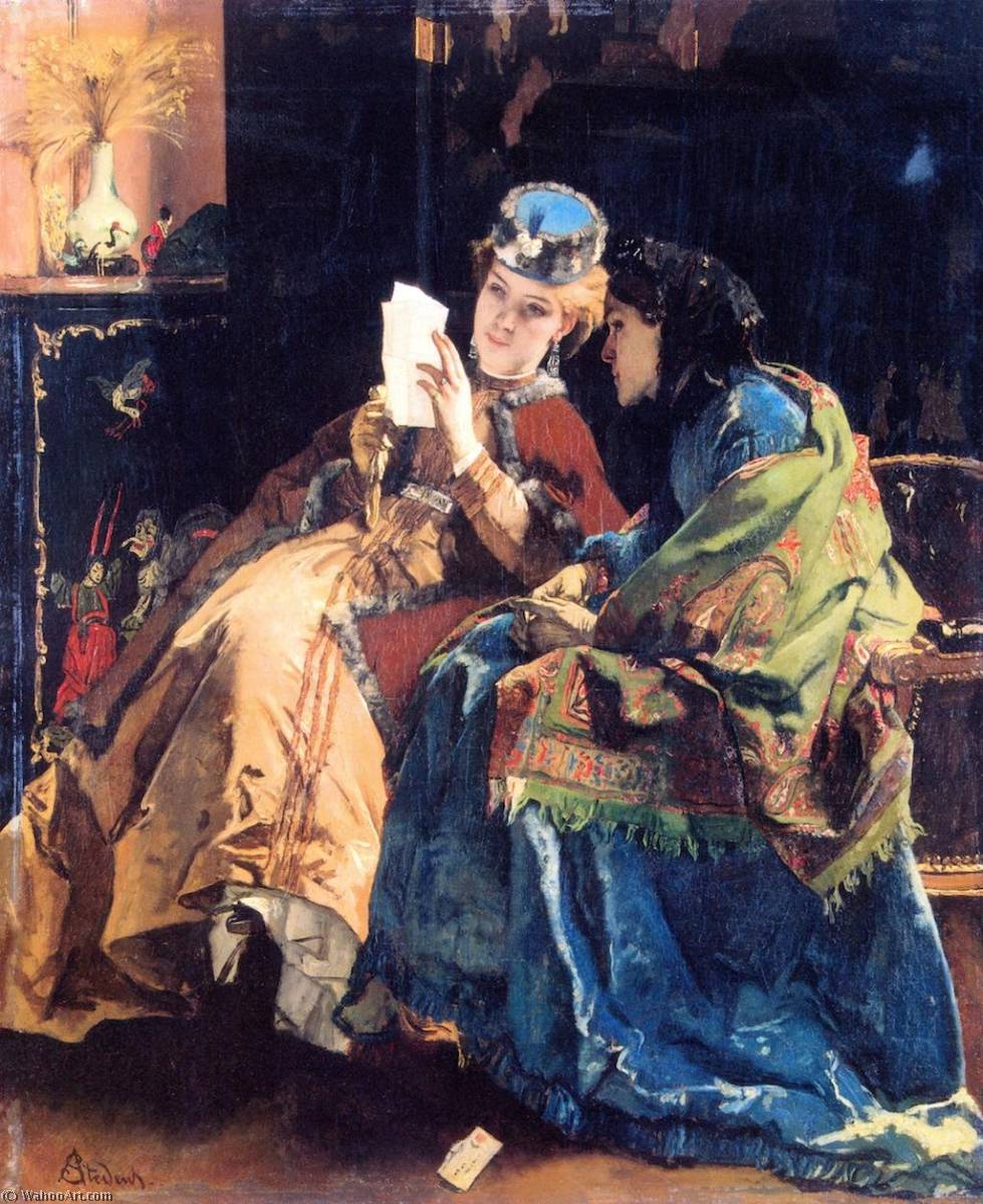 Wikioo.org - The Encyclopedia of Fine Arts - Painting, Artwork by Alfred Émile Léopold Stevens - The Letter