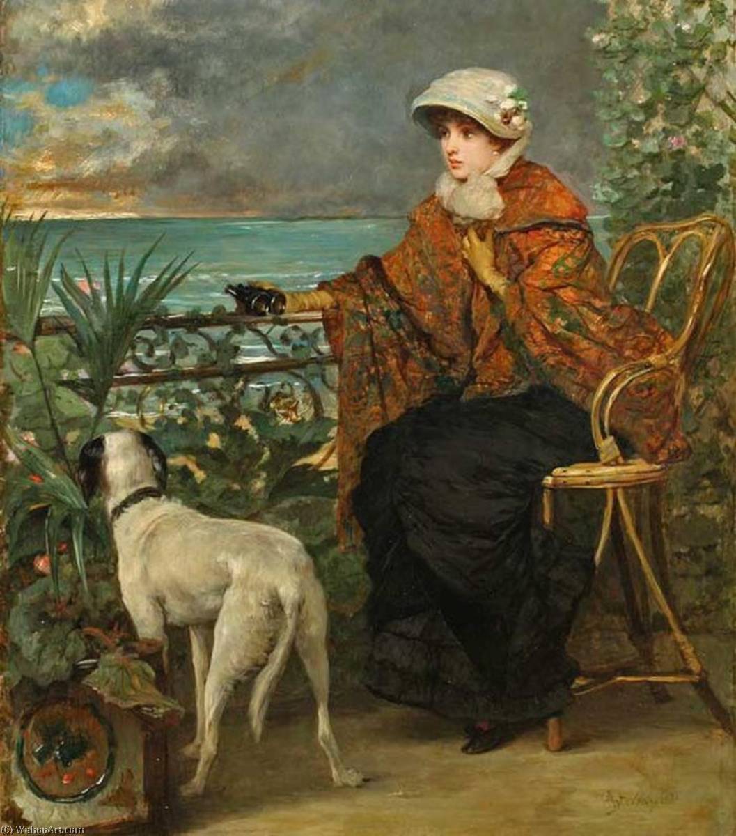 WikiOO.org - Encyclopedia of Fine Arts - Maleri, Artwork Alfred Émile Léopold Stevens - Lady with a Dog