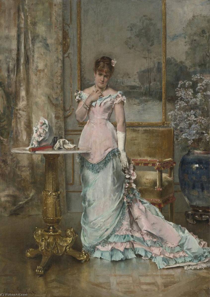 Wikioo.org - The Encyclopedia of Fine Arts - Painting, Artwork by Alfred Émile Léopold Stevens - L'Attente