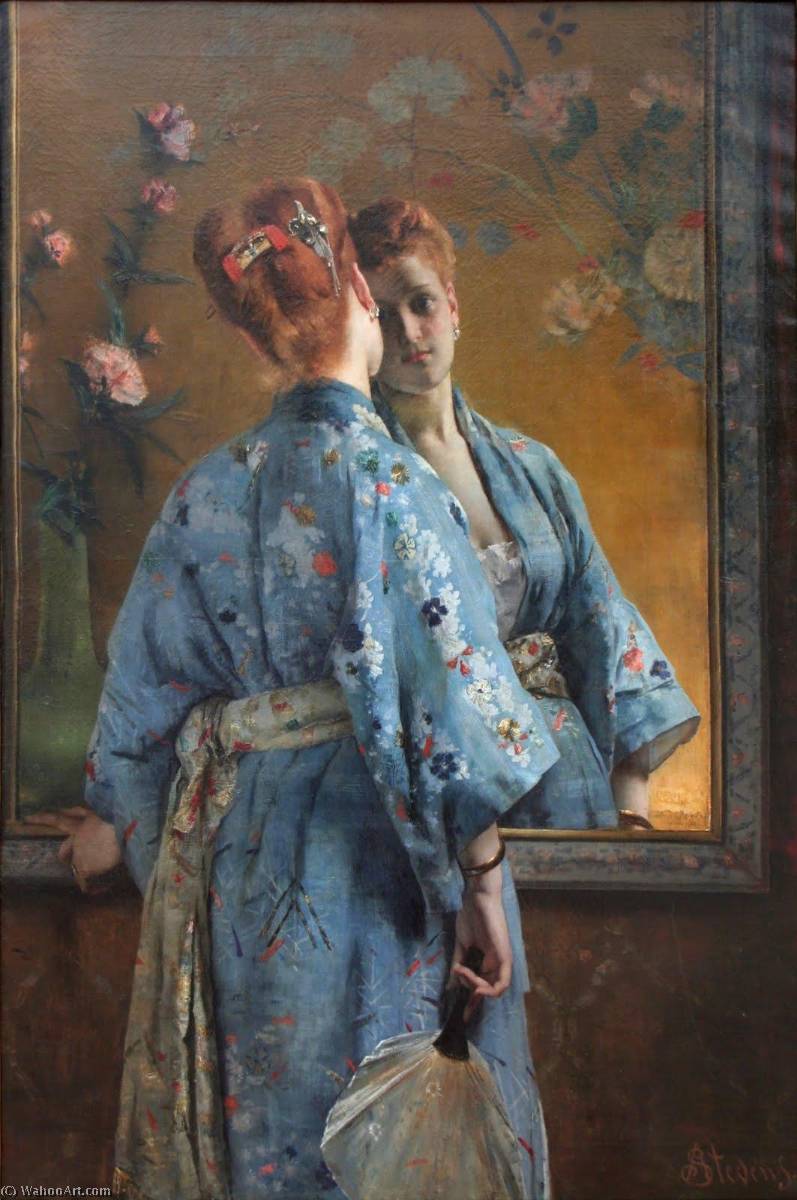 Wikioo.org - The Encyclopedia of Fine Arts - Painting, Artwork by Alfred Émile Léopold Stevens - La Parisienne japonaise