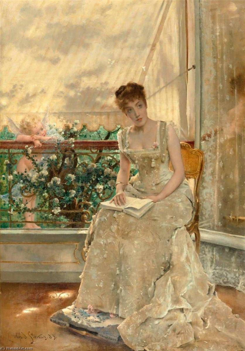 Wikioo.org – L'Encyclopédie des Beaux Arts - Peinture, Oeuvre de Alfred Émile Léopold Stevens - La Femme et l'amour