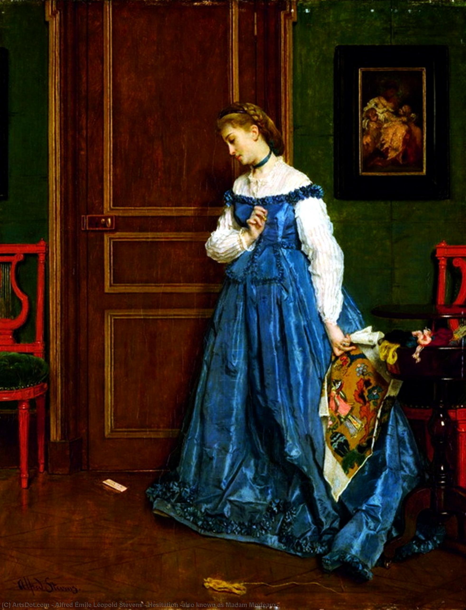 Wikioo.org – L'Enciclopedia delle Belle Arti - Pittura, Opere di Alfred Émile Léopold Stevens - Esitazione ( conosciuto anche come Signora Morteaux )