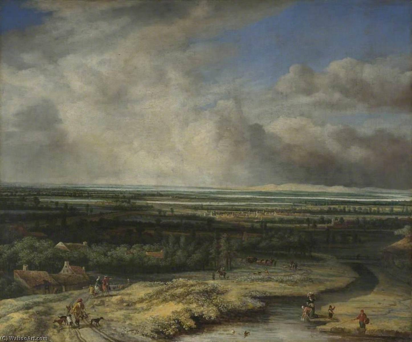 Wikioo.org - The Encyclopedia of Fine Arts - Painting, Artwork by Philips De Koninck - An Extensive Landscape with a Hawking Party