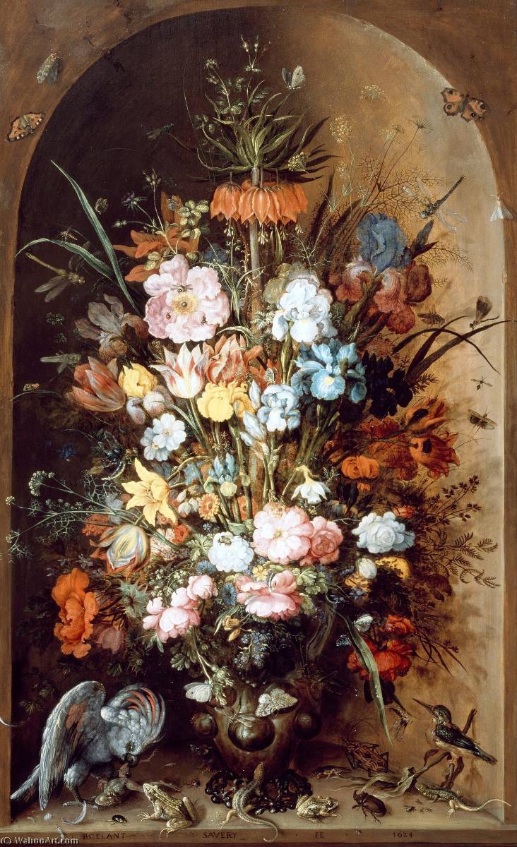 WikiOO.org - Εγκυκλοπαίδεια Καλών Τεχνών - Ζωγραφική, έργα τέχνης Roelant Savery - Large flower still life with Crown Imperial