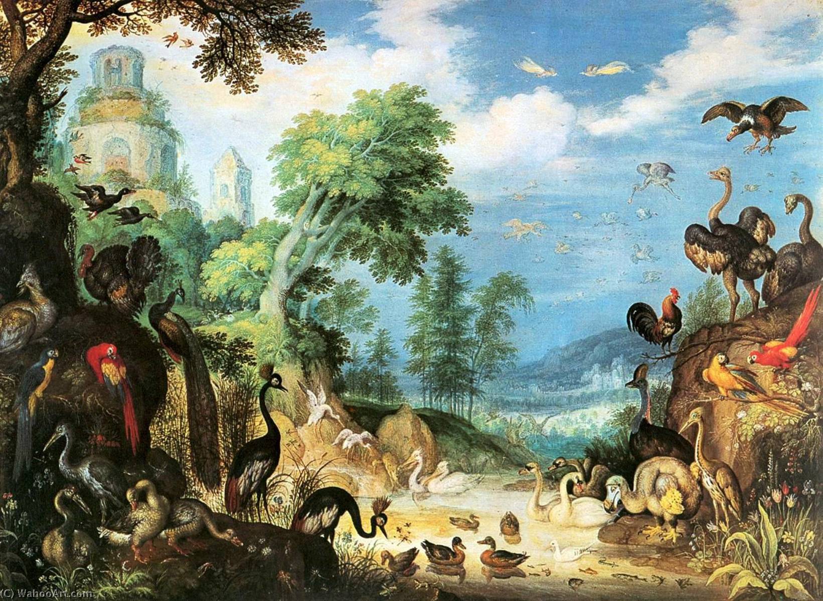 Wikioo.org - The Encyclopedia of Fine Arts - Painting, Artwork by Roelant Savery - Landscape with Birds