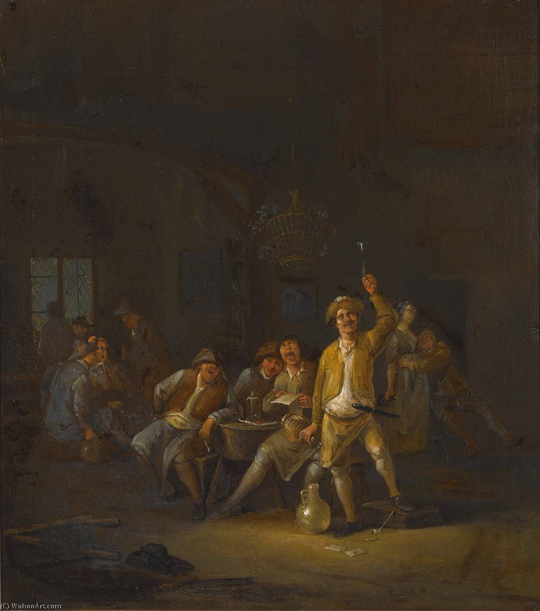 Wikioo.org - The Encyclopedia of Fine Arts - Painting, Artwork by Egbert Van Heemskerck Ii - A tavern interior with peasants drinking and singing