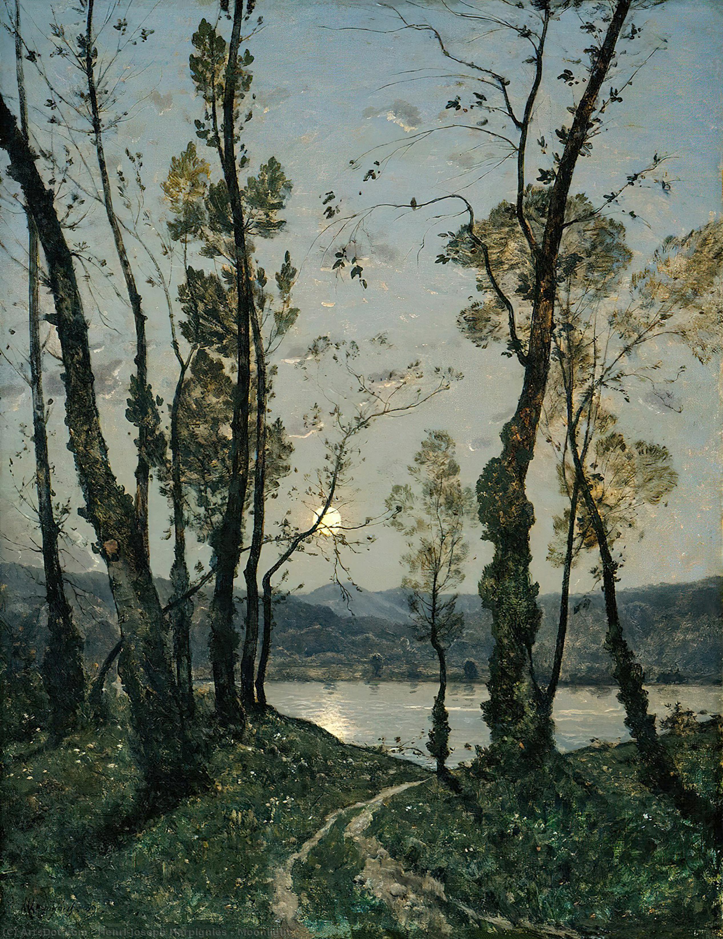 Wikioo.org - The Encyclopedia of Fine Arts - Painting, Artwork by Henri-Joseph Harpignies - Moonlight