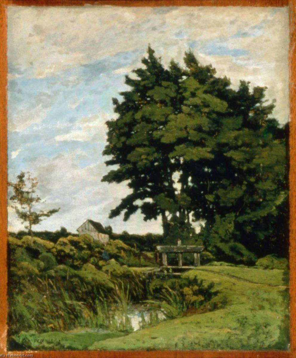 WikiOO.org - Енциклопедия за изящни изкуства - Живопис, Произведения на изкуството Henri-Joseph Harpignies - Landscape with an Old Dam