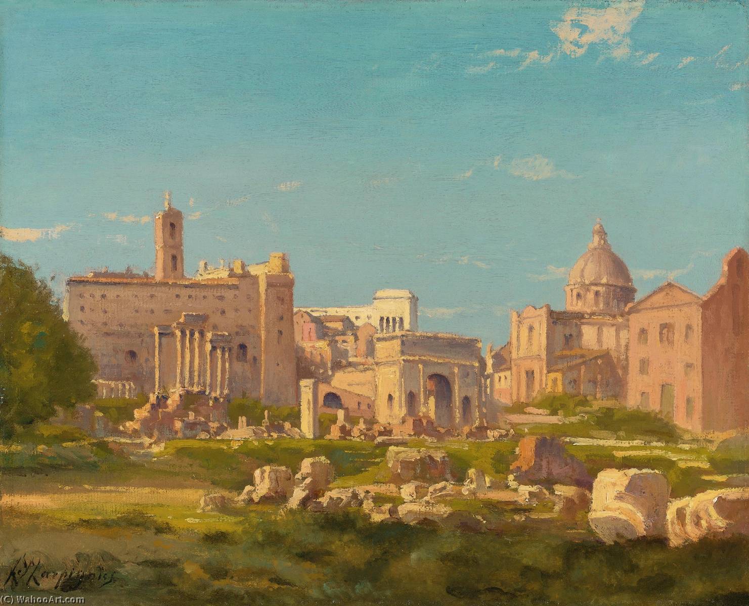 Wikioo.org - The Encyclopedia of Fine Arts - Painting, Artwork by Henri-Joseph Harpignies - The Roman Forum
