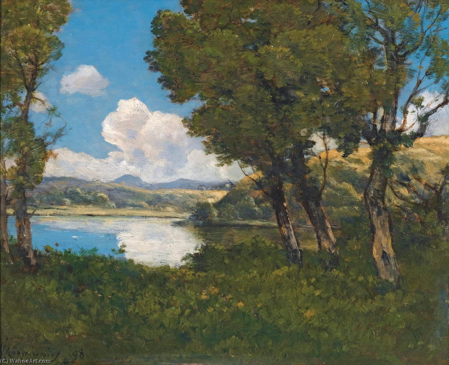 Wikioo.org – L'Encyclopédie des Beaux Arts - Peinture, Oeuvre de Henri-Joseph Harpignies - Au bord du lac