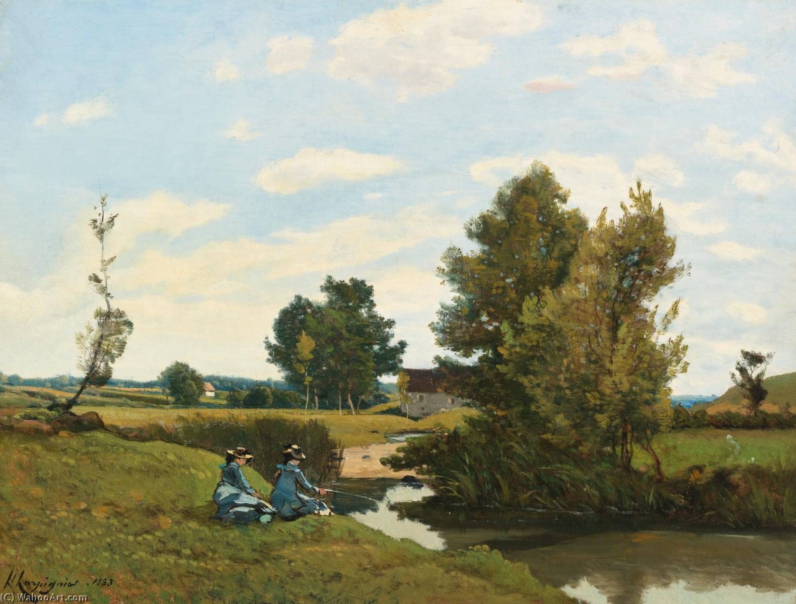 Wikioo.org - The Encyclopedia of Fine Arts - Painting, Artwork by Henri-Joseph Harpignies - An afternoon along the Loing, near Saint PrivÉ