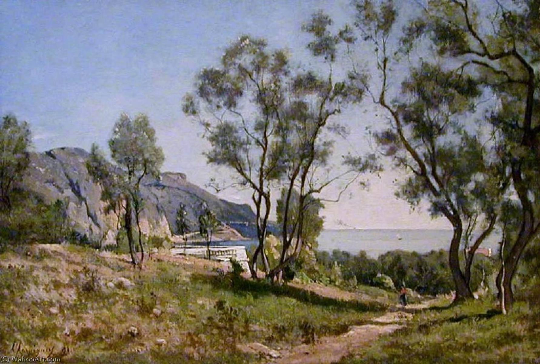 Wikioo.org - The Encyclopedia of Fine Arts - Painting, Artwork by Henri-Joseph Harpignies - On Riviera