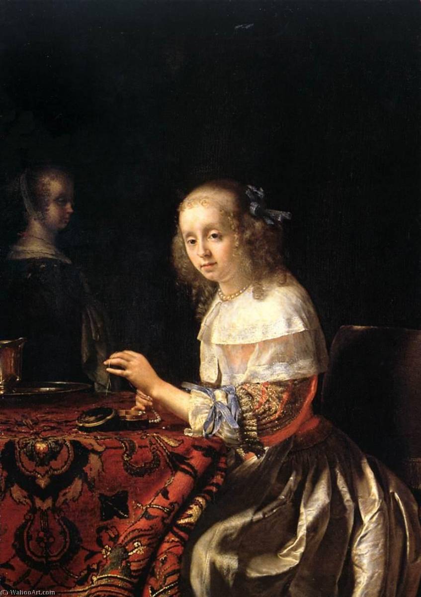 Wikioo.org - The Encyclopedia of Fine Arts - Painting, Artwork by Frans Van Mieris The Elder - The Lacemaker