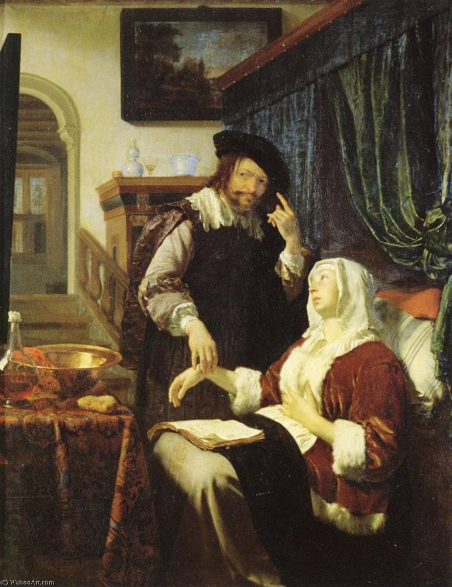 Wikioo.org - The Encyclopedia of Fine Arts - Painting, Artwork by Frans Van Mieris The Elder - The Doctor's Visit